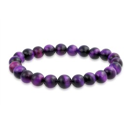 Bling Jewelry Natural Multicoloured Semi-Precious Stone Round Beads 8 mm Strand Stackable Stretch Bracelet for Women Men Teenagers and Unisex, Stone, Tiger's Eye
