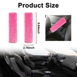 Ziciner 2 Packs Car Seatbelt Covers Shoulder Pad, Universal Soft Faux Sheepskin Shoulder Cover for Comfortable Driving, Fluffy Seat Belt Protector Help to Protect Your Neck and Shoulder (Pink)