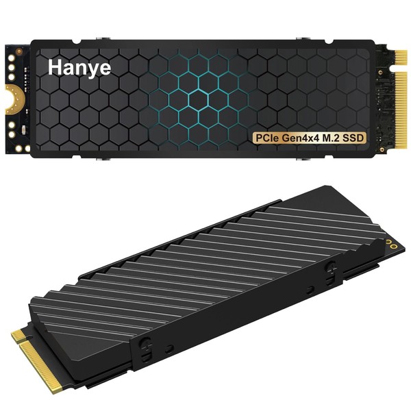 Hanye SSD 2TB PCIe Gen4x4 M.2 NVMe 2280 with Heatsink, PS5 Certified R: 7450MB/s W: 6700MB/s HE70, Heavy Duty 3D NAND TLC, Authorized Dealer