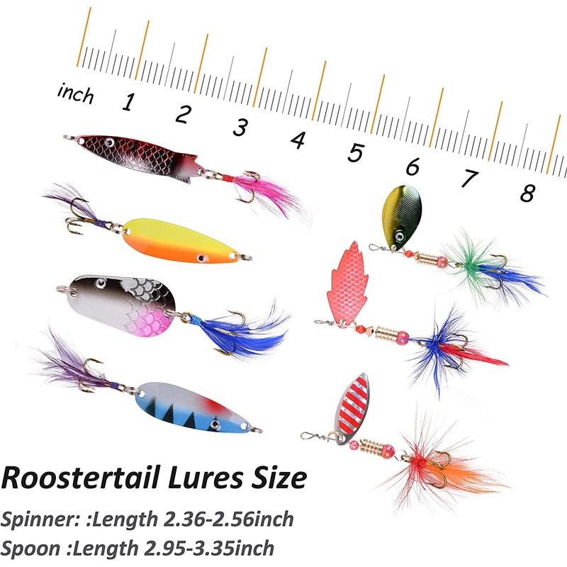 Trout Fishing Lure Roostertail Spinner Lures Kit Metal Spinner Spoon
