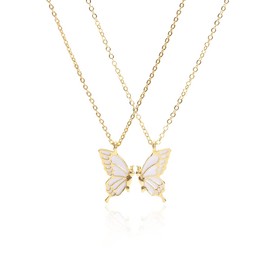 MTJAHPS Sister Necklaces，Friendship Necklace， Butterfly Wing Necklace Gold Butterfly Necklace,Sister Gifts from Sister, Two Butterfly Necklaces, Gifts for 2 Friends (Gold)