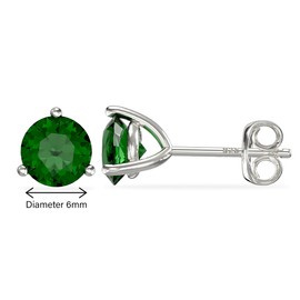 Aeon Jewellery Birthstone Stud Earrings - May Green Emerald | 925 Sterling Silver & Cubic Zirconia | Polishing Cloth Included | One Pair