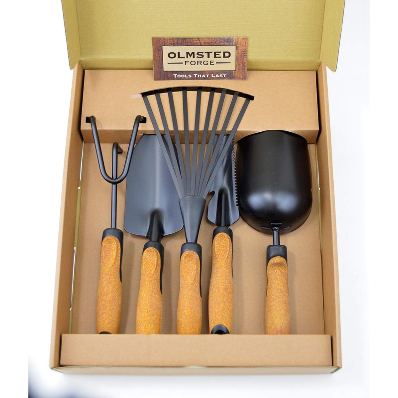 Olmsted Forge Garden Tool Set, 5 Pieces, Heavy Duty Powder
