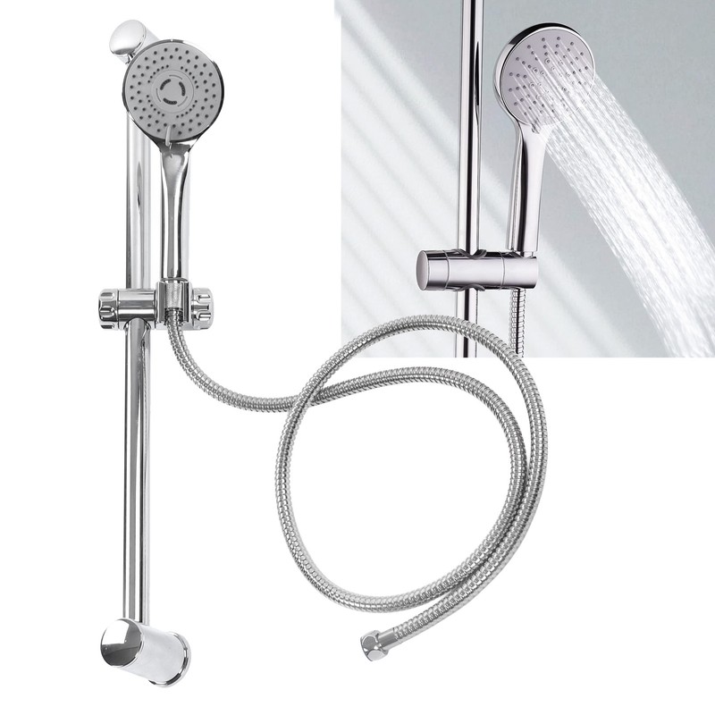Shower Rail Set Handheld Shower Head Adjustable Slide Bar with