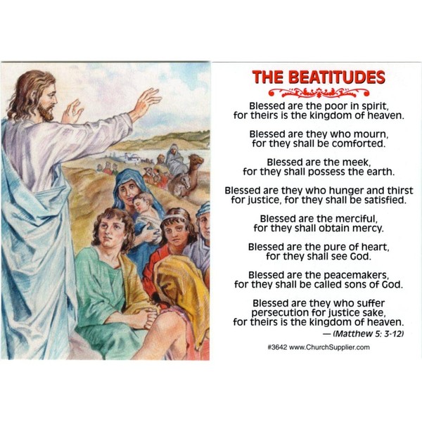 Christ's Beatitudes Wallet Cards Sermon on the Mount Blessing Pack of 50