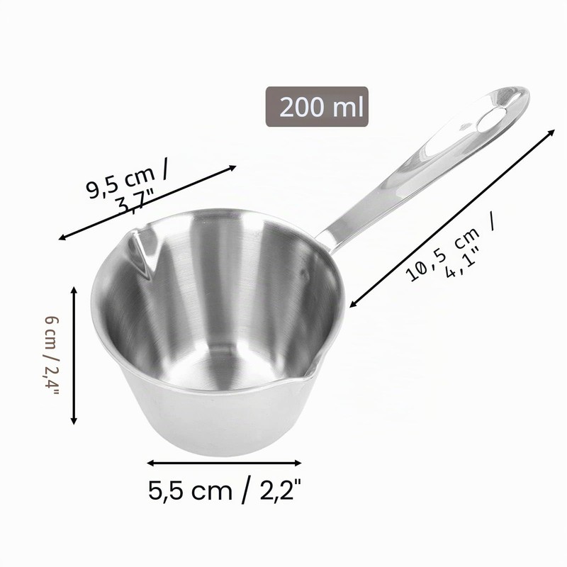 Hominas Milk Pot with Spout, Butter Melting Pot Stainless Steel