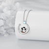 YAFEINI Penguins Necklace Sterling Silver Moonstone Star Penguins Pendant Cute