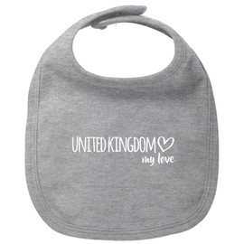 Huuraa Baby Bib United Kingdom My Love Unisex Bib Size for All UK Fans Gift Idea for Newborns and Toddlers, heather grey