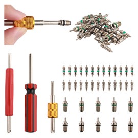 39PCS AC Valve Core Kit,AC Valve Kit Include Single & Double Head ACs Valves Core Removal Tool,R12 & R134A A/C Valves Cores Kits for Repairing Automotive Air Conditioning Systems