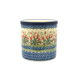 Polish Pottery Utensil Holder - Crimson Bells