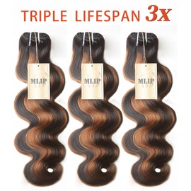 mlip Raw Bundles Human Hair Body Wave, No Tangle Shedding, Keep Texture Silky Soft After Multiple Washes, 15A Raw Indian Hair Bundles 10 Inches, Brown Highlight Bundles