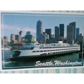 SEATTLE  WA AERIAL VIEW SEATTLE PHOTO POST CARD  WASHINGTON STATE FERRIES SEATTLE WASHINGTON