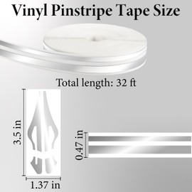 2 Rolls×32 Ft Car Pinstriping Tape, Car Vinyl Tape Stripe Decal, Auto Striping Tape Emblems Trim,Car Body Side Stripe, Universal Car Decoration Accessories for Auto Home Door Instrument (Silver)