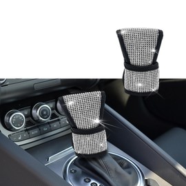 Kutyun Bling Auto Gear Shift Knob Cover, Knob Gear Stick Protector, Car Shifter Gear Hand Brake Cover with Glitter Bling Rhinestones Automotive Interior Accessories Universal for Car
