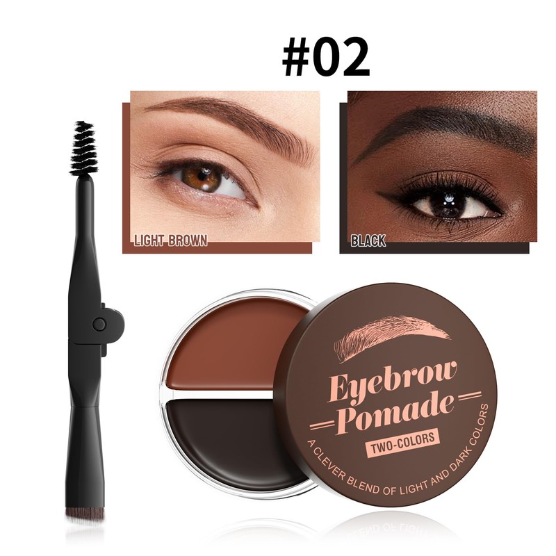 Vawolecy Eyebrow Pomade, Two-Tone Waterproof Eyebrow Pomade Cream with Brush