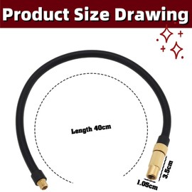 1PCS 2-in-1 Valve Adapter, Tire Inflator Extended Hose Chuck Adapter, for Automobile, Motorcycle, Truck, Bicycle External Air Pump Tube Tire Valve Tube (40cm/15.7in)