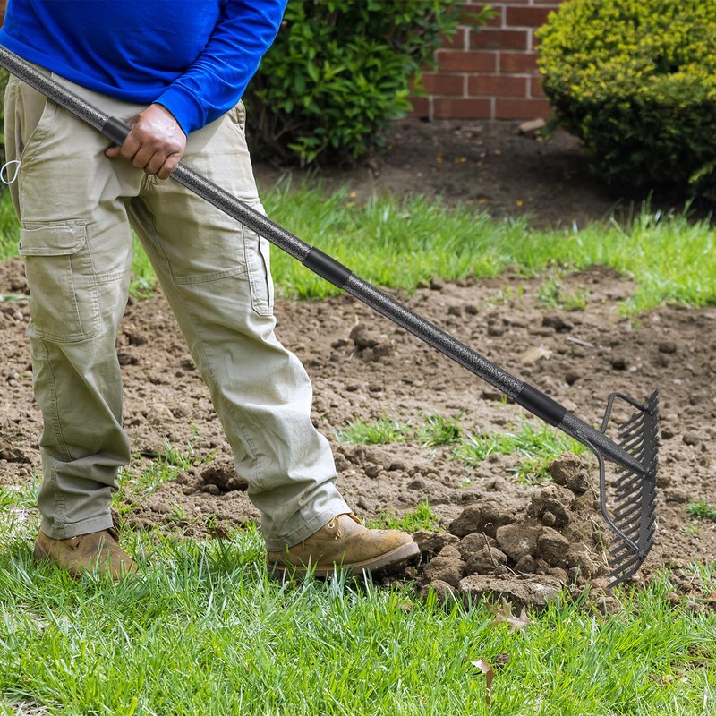 77'' Bow Rake ，17 Tines Metal Head Rakes with Stainless