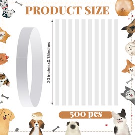 500 Count 20'' Adjustable Paper Dog Collars with Tear Resistant Waterproof Whelping Collars Paper Puppy ID Bands Adhesive Pet Identification Tags for Newborn Dog Cat Animal Hospitals(White)