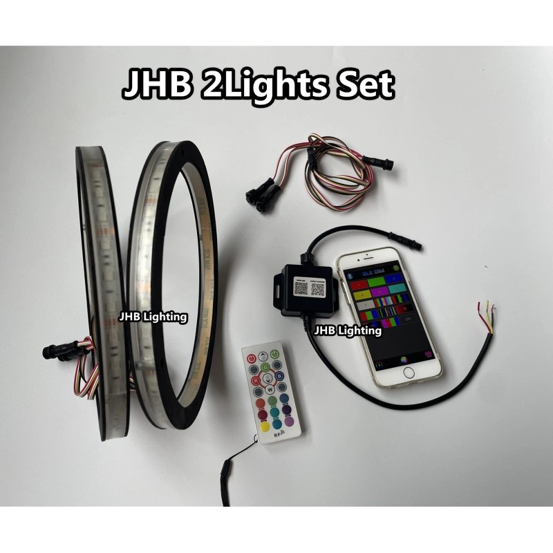 JHB Pair 8" Bluetooth Remote RGB LED Rings Lights for