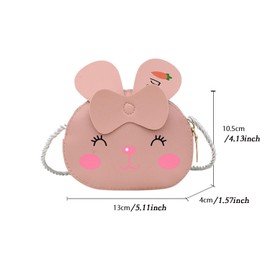 LOHGOU Small Crossbody Purse for Girls, Cute Cartoon Crossbody Bag Kids Girls Coin Purse Handbag Wallet (Pink Rabbit)