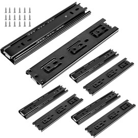 ZOENHOU 4 Pairs 8 Inch Drawer Slides, Heavy Duty Metal Steel Ball Bearing Side Mount Drawer Slides Whisper Quiet Black Furniture Drawer Slides