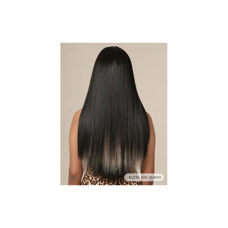 Peluca Cabello Natural Con Flequillo Larga Lacia De Mujer