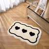Bathroom Modern Rugs Non-Slip Black with White Mats Funny Heart