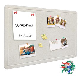 Yunihome Large Bulletin Board - Foldable 36x24 Inches Cork Board Alternative with 20 Push Pins, 3' x 2' Self-Adhesive Felt Bulletin Board for Wall, Home Office Classroom Decor