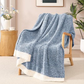 WRENSONGE Throw Blanket Cationic Dyeing Blue Soft Cozy Fluffy Warm Hand Made Weave Throw Blankets for Couch, Sofa, Chair, Bed, Camping, Picnic, Travel Lightweight Bed Blanket - 60"*80"