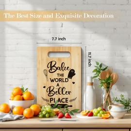 WNAGT Bake The World A Better Place Cutting Board, Gifts For Bakers, Bamboo Chopping Boards For Kitchen Cooking, Best Cutting Board Gifts For Bakers, Decorative Chopping Boards For Kitchen