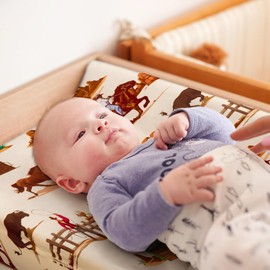 4 Pack Western Cowboy Crib Sheets Neutral Breathable Fitted Baby Sheets Nursery Sheets for Baby Boys or Girls (Changing Pad Cover)