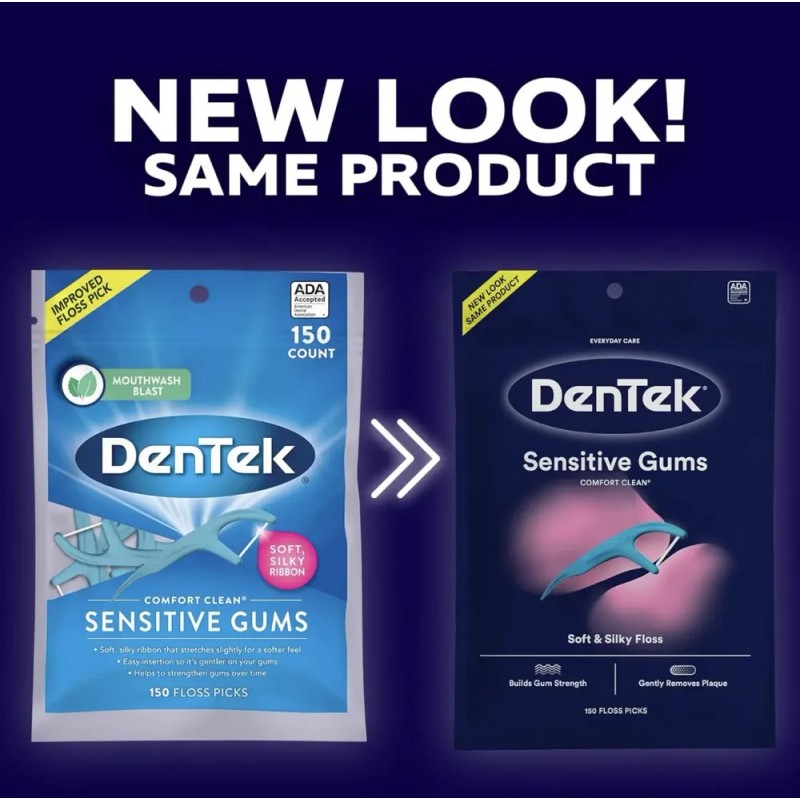 Dentek Floss Picks Sensitivo Gums 150 Unidades 7 Cm Encerado