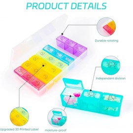 JEYORZY 1 pcs Tablettenbox 7 Tage Morgens Mittags Abends, Tragbare Pillendose mit Großen Separaten Fächern, Medikamentenbox 7 Tage 3 fächer, Pillenbox für Medikamente, Pillendose, Tabletten Organizer
