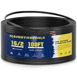 Low Voltage Landscape Wire,16/2 100FT haisstronica Landscape Lighting Copper Wire 16 Gauge 2 Conductor Landscaping Lights Wired Outdoor Direct Burial Electrical Wire