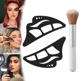 2 PCS Eyetour Eyeshadow Tool, Eyeshadow Stencil, Winged Eyeliner Tool, Black Reusable Eye Liner Stencil Tool with Brush