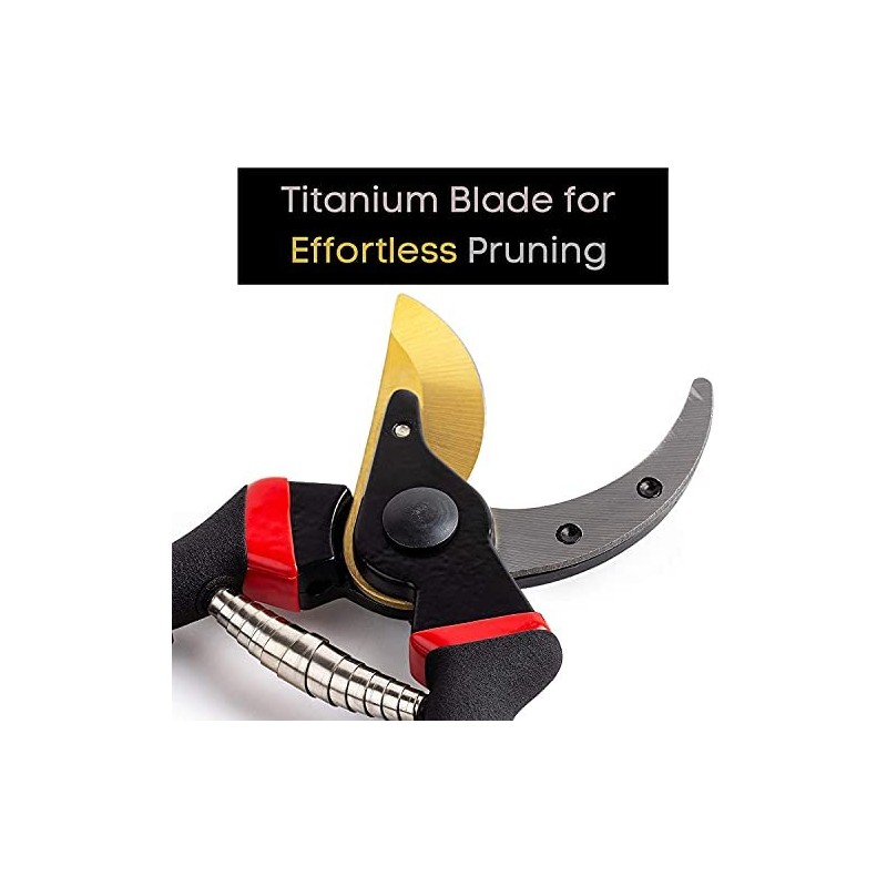 RONAVO Pruning Shears, Steel Blade, Titanium Coated Bypass Type, Pruning
