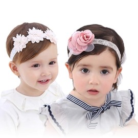 SMT Baby Hair Band, 2-Piece Set, Kimono, Baby Hair Accessory, Hair Accessory, 100th Day Celebration, First Eating, Half Birthday, First Festival, First Birth, Pink