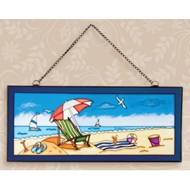 Beach Scene Nautical Stained Glass Window Decoration