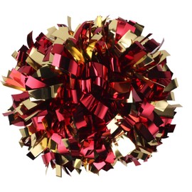 ICObuty Metallic Cheerleader Cheerleading Pom Poms 6 inch 1 Pair (Red/Gold)