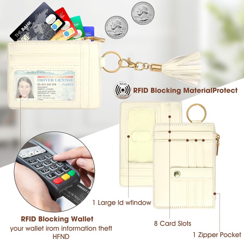 VZZNN 2 Pack Wristlet Keychain Wallet with Bracelet RFID Blocking