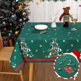 Christmas Tablecloth Star Xmas Table Cloth,Waterproof and Washable Table Cover for Party Decoration,Outdoor Tablecover for Kitchen Dining Room,Spillproof Dustproof Tablecloth,54x70 inches,Green