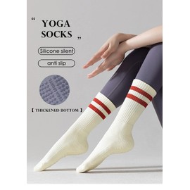 5 Pairs Yoga Socks Women's Medium Warm and shock-absorbing floor Socks Cotton Fitness Dance pilates Girl's Stockings Non slip Sports Thick sole