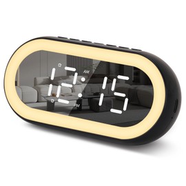 LED Digital Alarm Clock for Bedrooms,Alarm Clocks bedside with 4-Level Nightlight Brightness, Super Loud Dual Alarms, USB Port, Power-Off Memory,12/24h,Temp,Snooze, Desk Clock for Adult Kid (Black)