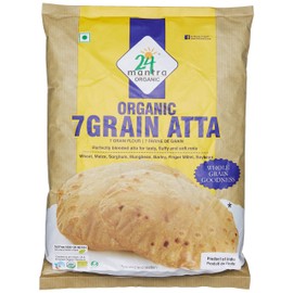 Organic 7 Grain Atta 1Kg/2.2 lb (Wheat, Pearl Millet, Sorghum, Green Mungbean, Barley, Ragi, Soybean) - 24 Mantra Organic
