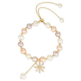 LYLYMIMI Pearl Bracelets for Women Freshwater Cultured Pearl Zircon Beads Gold Chain Slider Bracelet Bride Wedding Gifts