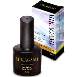 MIKAGAMI Non Wipe Top Gel Top Coat, Gel Nail, HEMA Free, 0.2 fl oz (7 ml), Made in Japan