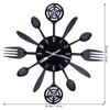 Black Kitchen Wall Clock Removable Modern Cutlery Kitchen Spoon Fork