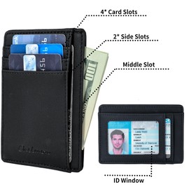 Chelmon Slim Wallet for Men, Minimalist Front Pocket RFID Blocking Credit Card Holder, Black Gene, One Size, Minimalist