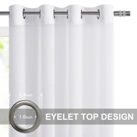 DWCN White Sheer Curtains with Tiebacks Semi Transparent Voile Grommet Curtains Elegant Window Curtains for Bedroom and Living Room,2 Panels,W56 x L90