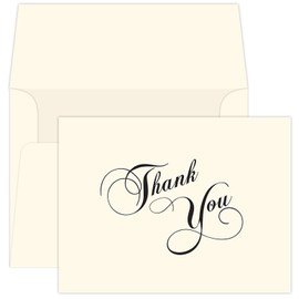 Cream Thank You Note Cards & Envelopes - 25 Sets - 5" x 7" - Perfect for Your Wedding, Baby Shower, Business, Graduation, Bridal Shower, Birthday, Engagement, Etc. - This is not a fold Over Card